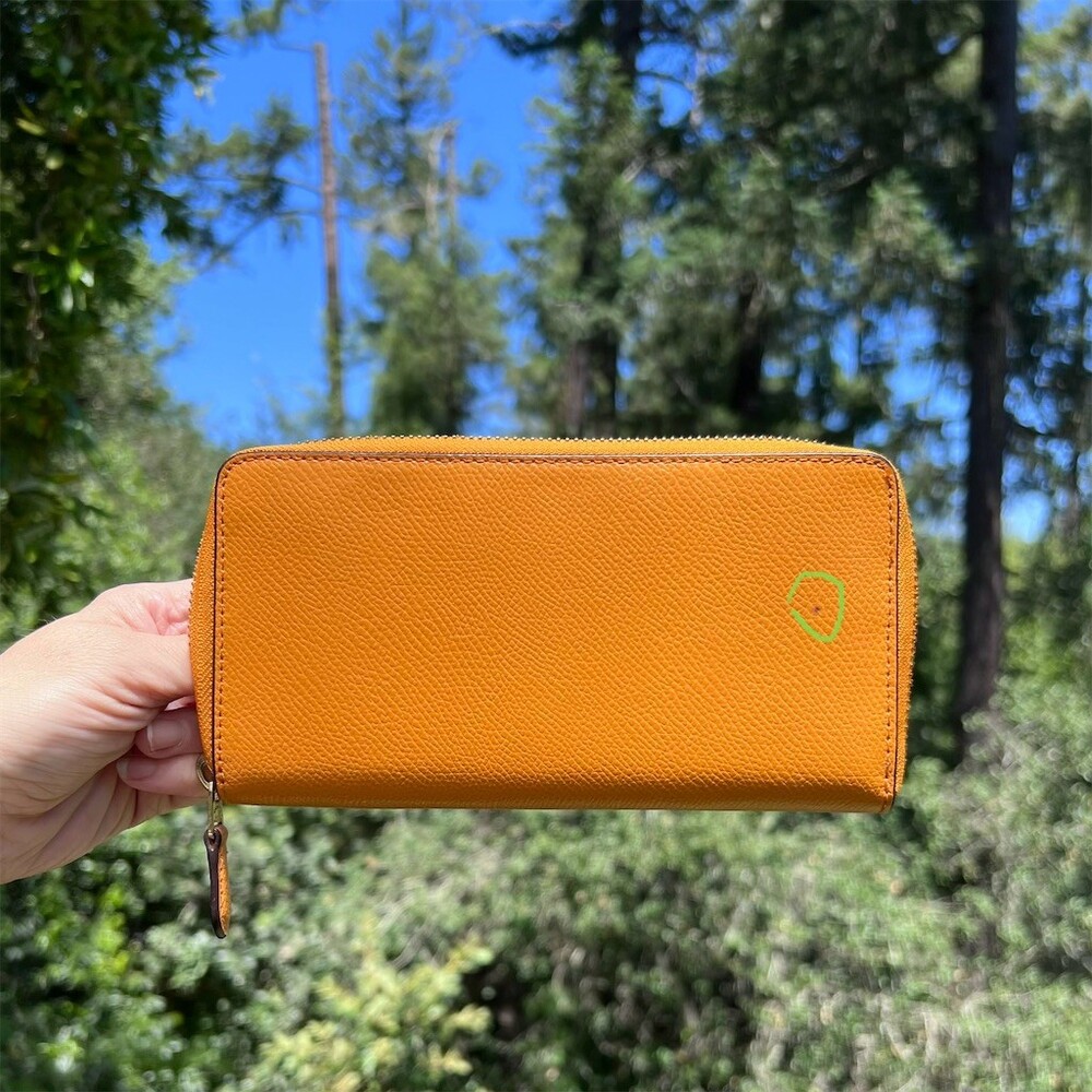 COACH Long Zip-Around Wallet Orange Crossgrain Leather Gold Hardware AUTHENTIC - Picture 2 of 12